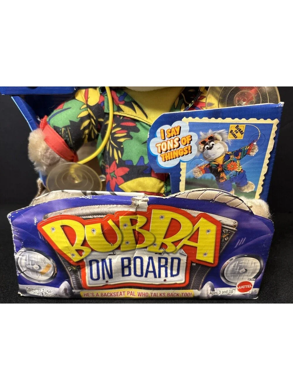 NEW NIB NOS VTG 1998 Mattel Bubba on Board Talking Bear Works Suction Cups Paws